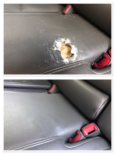 Vehicle Upholstery Repair – Hole in Car Seat Before & After
